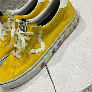 Vans Bright Yellow Suede Shoes with Fruit Design